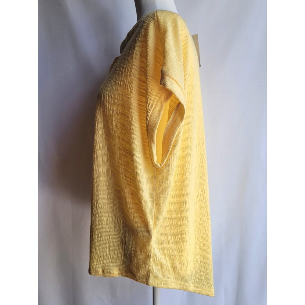 NWT Cable & Gauge Popcorn Yellow Embroidered V-Neck Top Size XL Boho Textured - Picture 5 of 16